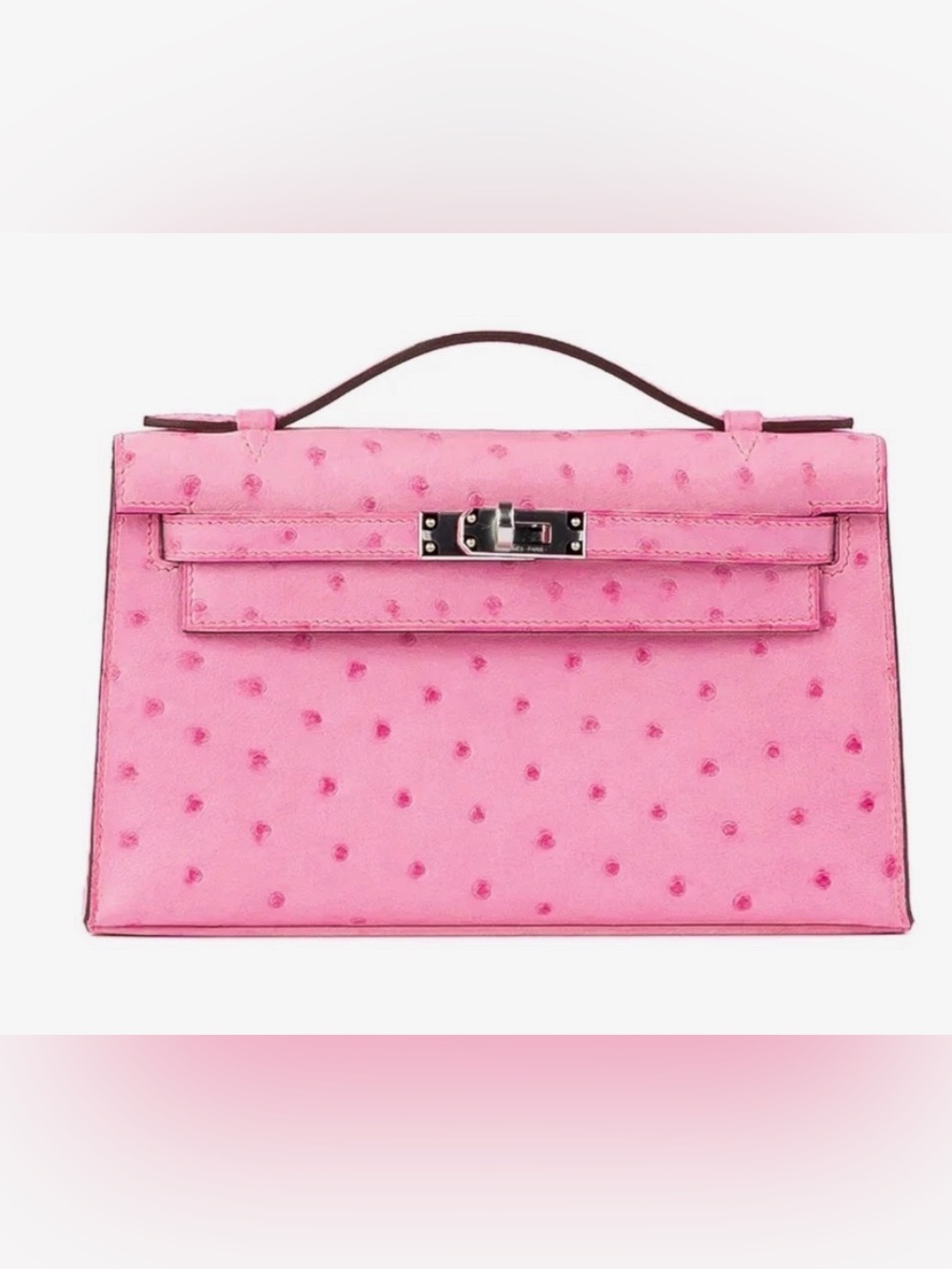 H Kelly pochette 20 CM PHW genuine ostrich 5P bubblegum pink